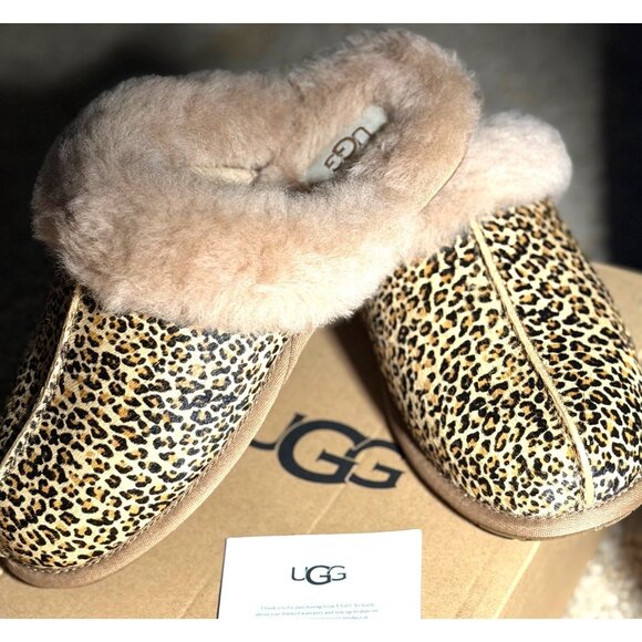 UGG Scuffette II Leopard Pony Hair Shearling Slippers New in Box Size 8 - Picture 6 of 16